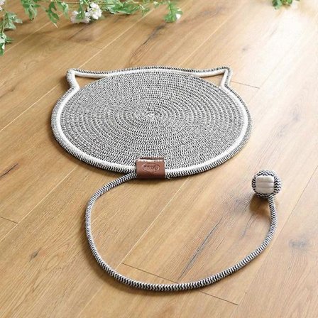 Katteklorematte, Katteklorepute i naturlig bomullstau, 42 cm rund horisontal gulvklorepute til katter