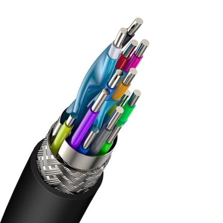 Baseus 2x HDMI 2.0 4K 30 Hz-kabel, 3D, HDR, 18 Gbps, 8 m (svart)