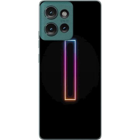 Kompatibel Mobilcover til Motorola Motorola Edge 50 Minimalistisk neonbogstav I i regnbuefarver mod mørk baggrund