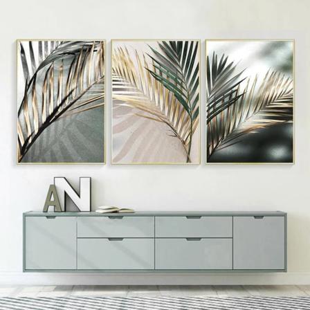 Luksusjuliste kangas - Seinätaide/Kultafolio - Beige Harmaa Vihreä Kulta Seinäkoriste Olohuone - Mitat: 20 x 30 cm