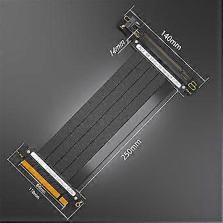 PCIE 4.0 16X Skjøteledning, 64GBS Høyhastighets GPU Riser-kabel for GPU-utvidelseskort, Lengde 30cm (90 Grader)