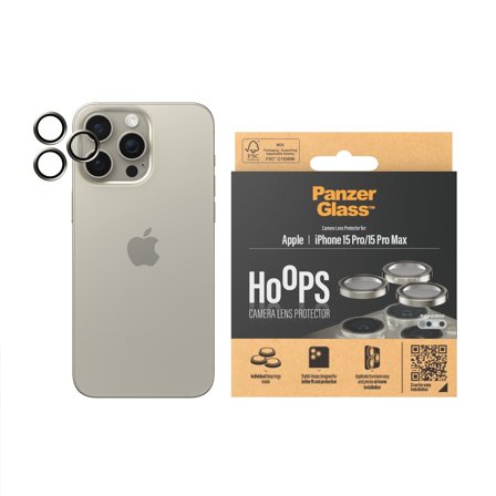 Panzer Hoops Natural Metal Camera Lens Protector iPhone 15 Pro | Max PanzerGlass - High quality tempered glass screen protector