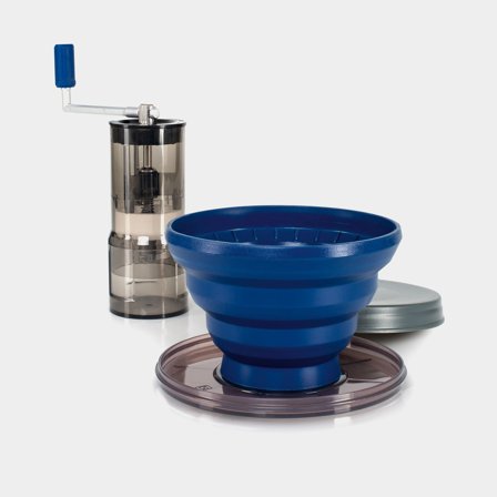 Portable coffee maker / drip coffee maker with manual coffee grinder GSI Javagrind Gourmet Pour Over Java Set