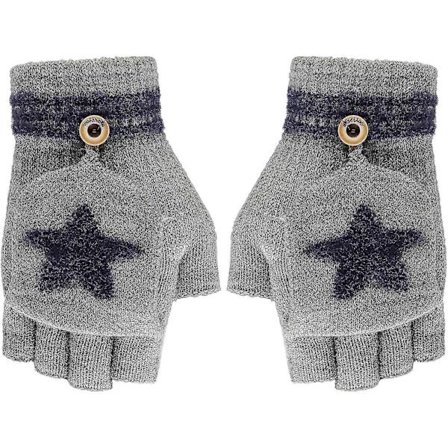 Termiske fingerløse flip-top handsker til 5-15 strikkede halvfingerhandsker vanter børn konvertible tykke fleeceforede [GKS]