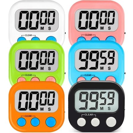 6-pakning digitale visuelle tidtakere – Kjøkkentimer og klasseromstimer for lærere og barn, skolestart og matlaging_TF_TF