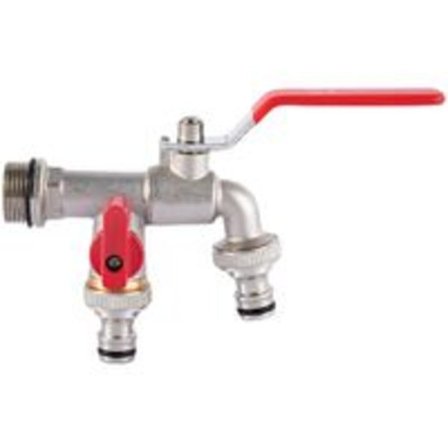 Hage dobbel kran, messing vannkran, høy kvalitet 3/4 tommers måler