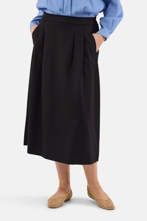 B. COPENHAGEN - Midi Nederdel - Sort - Med Skrålommer