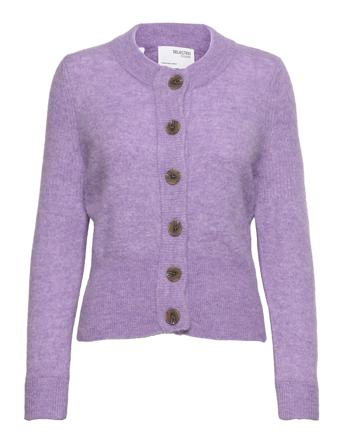 Slfsia Ls Knit Cardigan B Stickad Tröja Cardigan Lila Selected Femme
