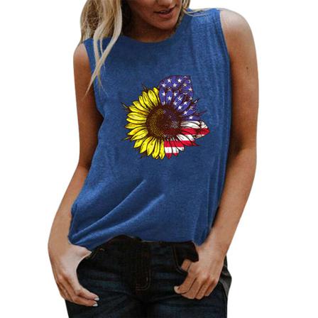 Ärmlösa Sommarsolros T-shirts För Kvinnor