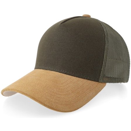 Equip - Vihreä trucker Lippis - Olive Canvas/Wheat Suede A-frame Trucker @ Hatstore