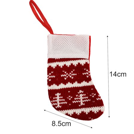 Strikkede Julestrømper Vedhæng Rød Snefnug Stribet Strømpe Juletræ Hængende Ornamenter Slik Gavepose Juledekoration Festartikler (FMY) 02-1 stk