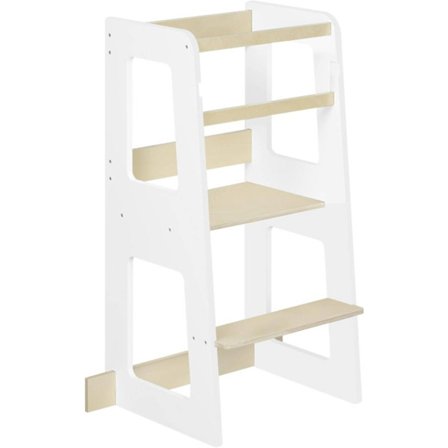 Rootz Kids Learning Tower turvatangoilla - Montessori Kitchen Helper - Valkoinen puu - Taaperoiden jakkara - 59cm x 90cm x 41cm