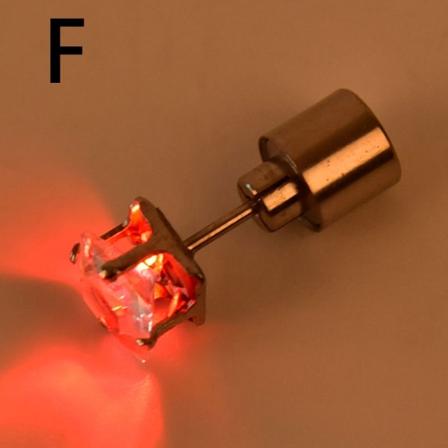 2Pc Party Charm LED Ørering Light Up Crown Glowing Crystal Ear - Perfet Red One Size