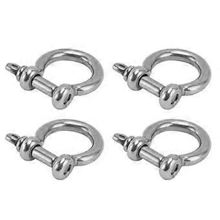4 stk. 304 Rustfritt Stål Sjakkel Skrue Pin D Ring Bueform Anker Last Klemme Erstatning M6