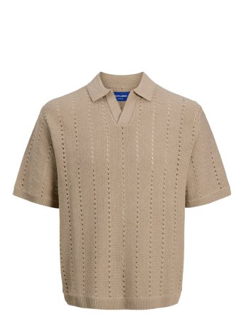 Jorparos Knit Easter Ss Crochet Polo Beige Jack & J S