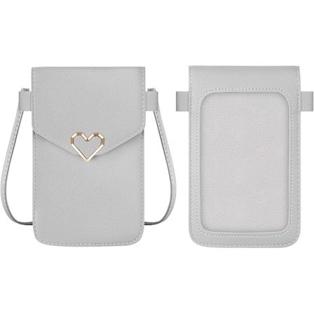 Lysegrå lille mobiltelefon taske til kvinder, mini crossbody taske til kvinder