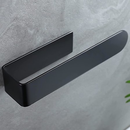 Håndkleholder uten boring 20cm - Håndklestang selvklebende håndklestang med enhåndsinstallasjon, rustfritt stål Sus304, svart (hy)