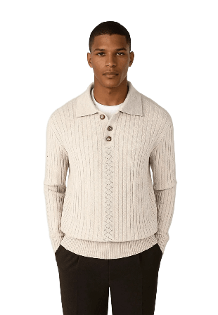 Ciszere Jules Knitted Polo Tröjor Herr Beige L