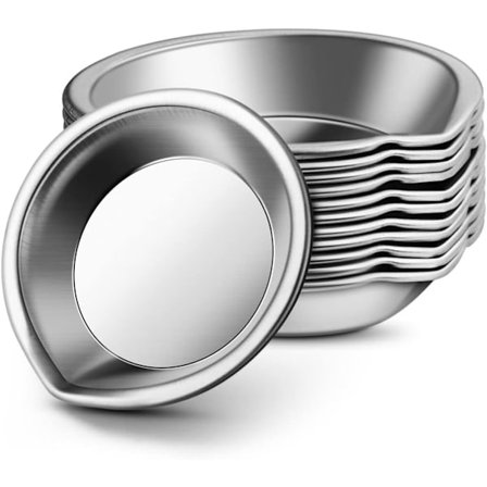 Blandingspalette i rustfrit stål, 12 stk. rund palette med mund, let at rengøre, velegnet til maling, sølv)