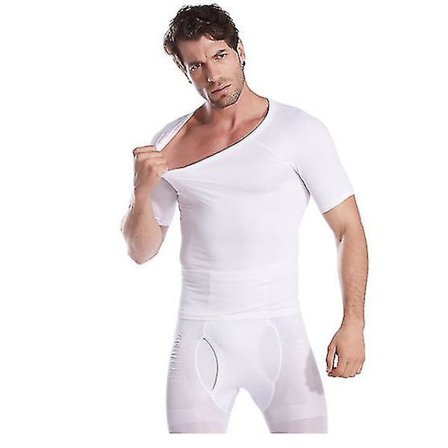 Men's Body Shaper Shapewear Slimming Vest, Men's Slim Thermal Compression Elastic Sheathing Vest Size Xl, White