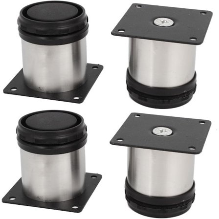 Sarja 4 säädettävää ruostumattomasta teräksestä valmistettua keittiökalustejalkaa - Pyöreä - 50 x 50 mm