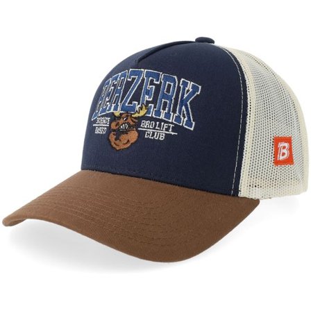 Berzerk - Blå trucker Keps - Jacked Moose Collage Script Navy/Stone A-frame Trucker @ Hatstore