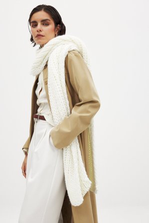 NA-KD Gestrickter Schal - Schals & Tücher - Offwhite - One Size