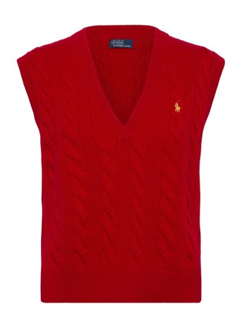 Polo Ralph Lauren Cable-Knit Wool-Cashmere Sweater Vest - Red - L