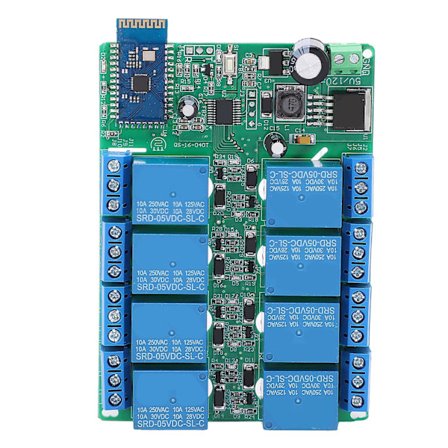 Bluetooth Timerrelä DC 5V Reläkort med 8 Kanaler Fjärrkontroll för Android-telefon