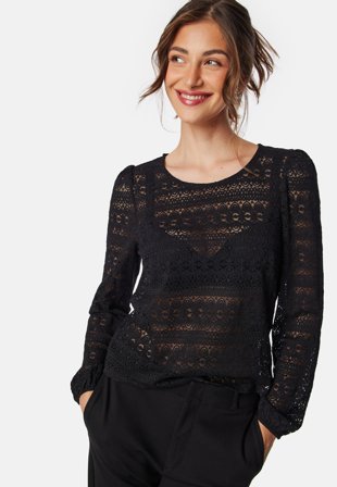 VILA Vichikka O-neck L/S TOP Black Vaatteet