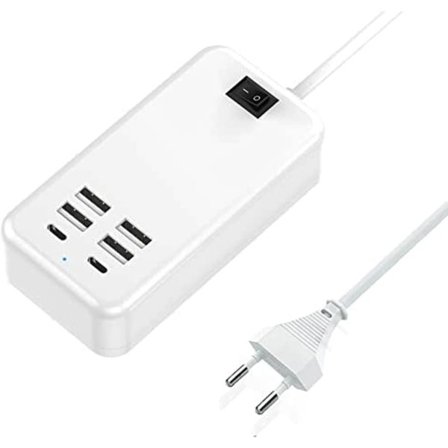USB-C, 6-portars USB-laddare, 2 USB-C-portar + 4 USB-A-portar, multi-U_tfrf