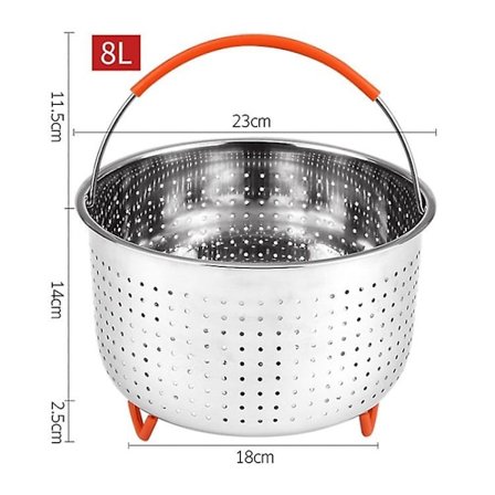 Dampkurv Instant Pot Trykkoger Indsats til Dampning af Ris, Grøntsager, Frugter og Æg (FDA-certificeret)