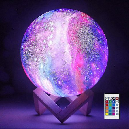 Stjerneklare Himmel Lys 3D Månelampe Cross-border USB Genopladelig Stjernelampe Malet Planetlampe Fjernbetjening Natlampe
