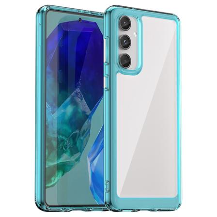 Samsung Galaxy M55 5G -kotelo TPU-kehyksellä, läpinäkyvä akryyli, suojaava puhelinkotelo Transparent Blue