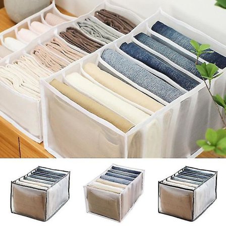 Jeansfackförvaringslåda för garderob, klädbyrå, nätdelare, staplingslåda för byxor