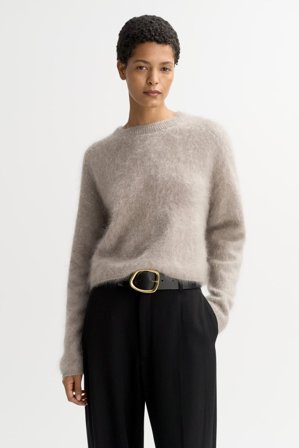 Soft Goat - Brushed crewneck - Kashmirtröja dam - S - Greige