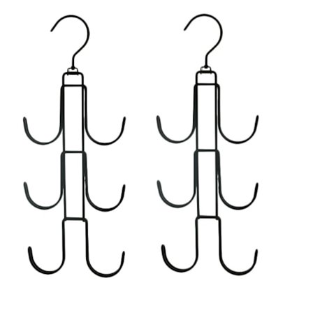 Taskeholder - 2 stk. - I alt 12 kroge - Håndtaskekrog - Knagerække - Opbevaringsreol til garderobe - Drejelig - Pladsbesparende - Krog til tasker, 