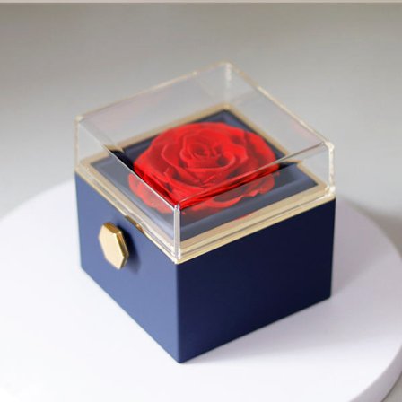 Konserverad blomstersmyckeskrin med roterande speldosa – den perfekta presenten till din flickvän/brud på Alla hjärtans dag, jul och mors dag.