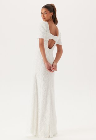 Bubbleroom Occasion Short Sleeve 3D Floral Wedding Gown Klær