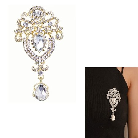 En bit (guld) utsökt diamant-prydd krona corsage silver damer diamant palats vintage brosch