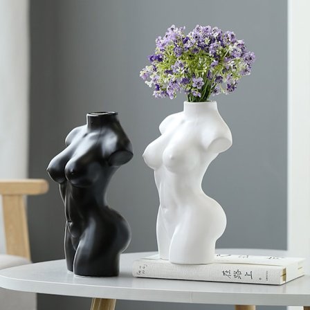 Keramisk vase for kroppen - Bohemian dekorasjon (hvit)