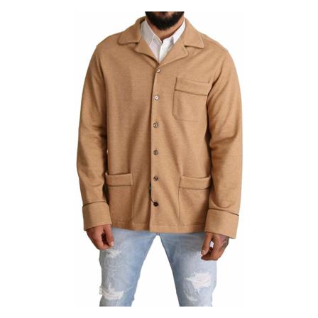 Dolce & Gabbana, Brown Cotton Button Collared Coat Jacket Bruin, Heren, Maat:M