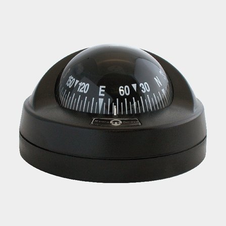 Riviera kompass Aries 2½", svart med 12V belysning och frontavläsning för båtar mellan 5-9 meter, stabil gång
