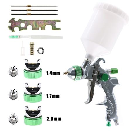 Gravity Feed Air Spray Gun 3 suutin 1,4 mm 1,7 mm 2,0 mm, ilmamaalaussarjat 600 cc:n kupilla autopohjamaalille