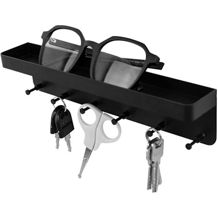 Nøgleholder, nøglevægsarrangør, nøgleholder i rustfrit stål, nøglekrog med holder, selvklæbende