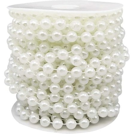 8MM Tekohelmihelmet Helminauha Helmirullanauha Hääjuhlakoristeluun (Valkoinen, 10M)