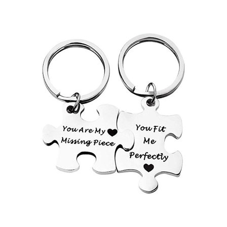 2 st. Nyckelringar i rostfritt stål för par - Dekorativa nyckelringar för par
