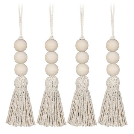 4 kpl Puuvillatupsuhelmet Riippuvat Luonnonpuuhelmet Riippuvat Koristeet Kaapin Ovenkahvan Koristeet