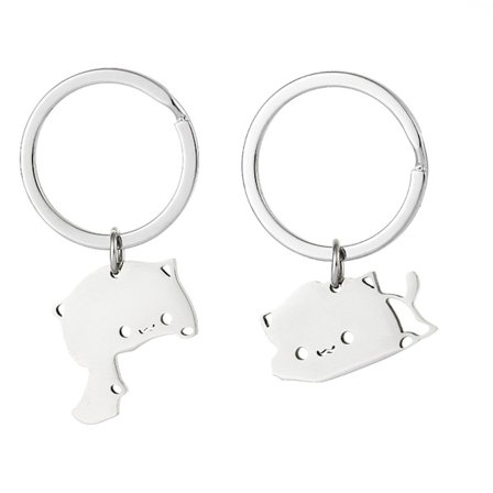 2x Simple Cat Avaimenperä Party Avaimenperä Cat Lover Korut Pariskunta Koru Ornamentti