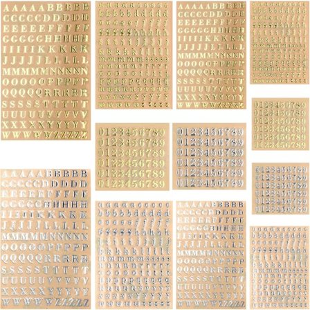 12 Ark Alphabetklistermærker, Tal-klistermærker Selvklæbende Bogstaver og Tal Mini Bogstavklistermærker til Scrapbooking, Fotos, DIY (2 Størrelser, 2 